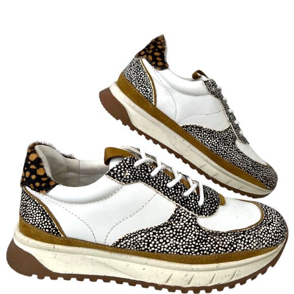 MADEWELL MWL Court Sneakers in Leather & Calf Hair White, Brown, Tan Women’s 7.5 - Picture 4 of 10